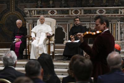 ITALY -  POPE LEO XIV  DURING THE MEMEORIAL ACT OF BLESSED CARDINAL IULIU HOSSU IN THE SISTINE CHAPEL  AT THE  E VATICAN  - 2025/6/2-stock-foto