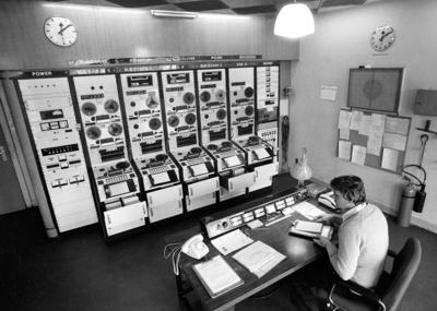 Senderaum des Senders RadioFreeEurope in M?nchen-stock-foto