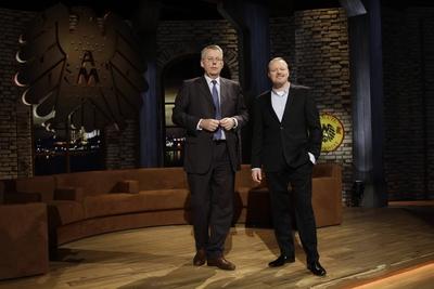 Peter Limbourg, Stefan Raab Fototermin zur Pro7 Talk-Show Absolute Mehrheit - Meinung muss sich wieder lohnen in K?ln-stock-foto