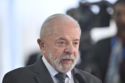 Coletiva de imprensa Presidente Lula-stock-foto