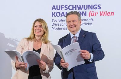 20250603 Praesentation des Koaltionspapieres von SPOE und NEOS Wien-stock-foto