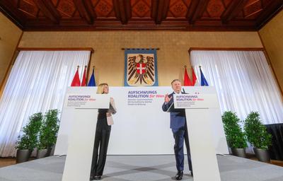 20250603 Praesentation des Koaltionspapieres von SPOE und NEOS Wien-stock-foto
