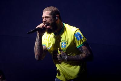 Show by American singer Post Malone at The Town Festival in Sao Paulo Sao Paulo (SP), 02/09/2023 - FESTIVAL/THE TOWN/SP-stock-foto