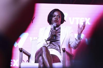 American actress Viola Davis participates in Vtex Day 2025 in Sao Paulo-stock-photo