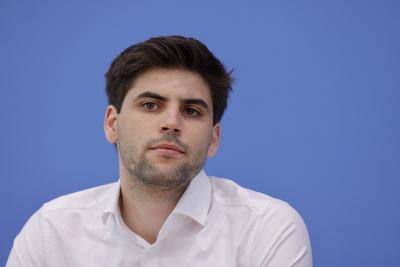 Ron Dekel, Pr?sident der J?dischen Studierendenunion Deutschland, Deutschland, Berlin, Bundespressekonferenz, Thema: Vor-stock-photo
