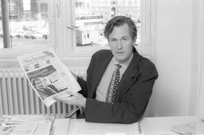 Mathias D?pfner (Journalist) 05/94 te Mathias D?pfner im Mai 1994 als Chefredakteur der Zeitung Wochenpost Deutschland d-stock-foto