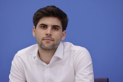 Ron Dekel, Pr?sident der J?dischen Studierendenunion Deutschland, Deutschland, Berlin, Bundespressekonferenz, Thema: Vor-stock-photo