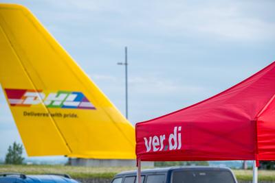 DHL Streik-stock-foto