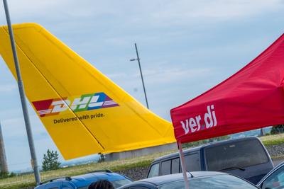 DHL Streik-stock-foto