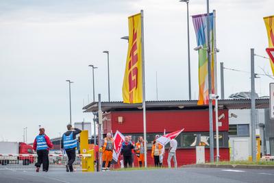 DHL Streik-stock-foto