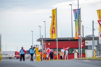 DHL Streik-stock-foto