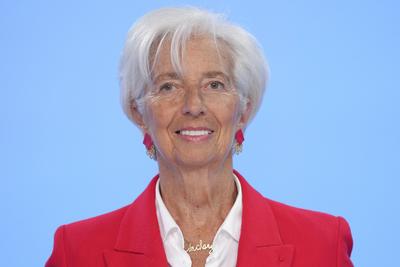 EZB Pressekonferenz mit Praesidentin Lagarde in Frankfurt-stock-foto