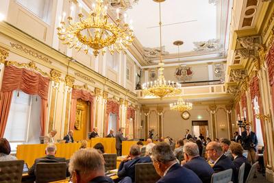 Landhaus Linz, Landtagssitzung-stock-foto