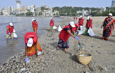 Beach Cleanup Drive On World Environment Day-stock-photo