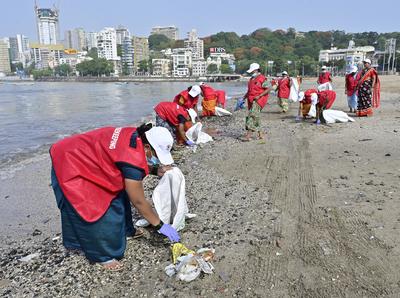 Beach Cleanup Drive On World Environment Day-stock-photo