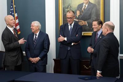 Chancellor Merz of Germany Meets a Bipartisan Group of US Senators-stock-photo