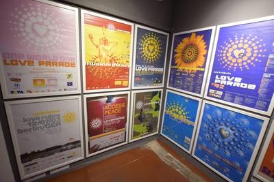 Dr Mottes Loveparade Sonderaustsellung Plakate der Loveparade Daueraustellung in der Alte Muenze-stock-photo