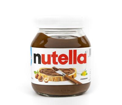 Nova Bana, Slovakia - November, 22, 2024 : Nutella Ferrero sweetened hazelnut cocoa spread jar isolated on white background.-stock-photo