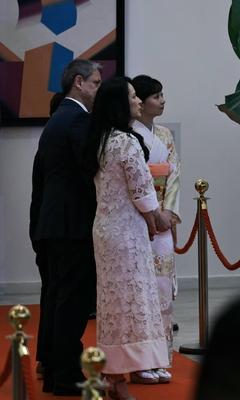 Homage with the Order of Ipiranga to the Imperial Highness of Japan, Princess Kako at the Bandeirantes Palace in Sao Paulo-stock-photo