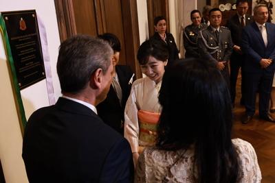 Bilateral meeting with the Imperial Highness of Japan, Princess Kako at the Bandeirantes Palace in Sao Paulo-stock-foto