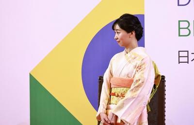 Homage with the Order of Ipiranga to the Imperial Highness of Japan, Princess Kako at the Bandeirantes Palace in Sao Paulo-stock-photo