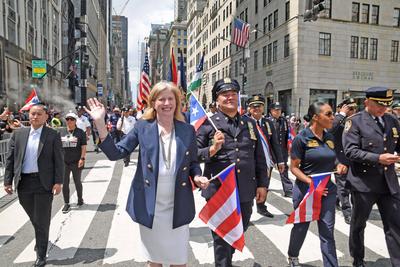 (new) the 68th national puerto rican day parade was held on june 8th 2025, new york city, ny, u. S. A. The theme for 202-stock-foto
