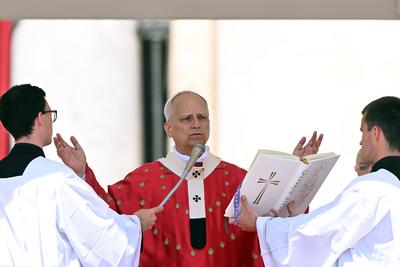 ITALY - POPE LEO XIV LEADS HOLY MASS ON THE SOLEMNITY OF PENTECOST ON THE OCCASION OF THE JUBILEE OF ECCLESIAL MOVEMENTS, ASSOCIATIONS AND NEW COMMUNITIES  AT  THE  VATICAN - 2025/6/8-stock-foto