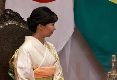 Bilateral meeting with the Imperial Highness of Japan, Princess Kako at the Bandeirantes Palace in Sao Paulo-stock-foto