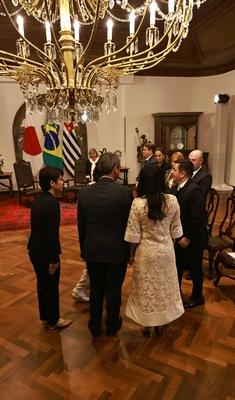 Bilateral meeting with the Imperial Highness of Japan, Princess Kako at the Bandeirantes Palace in Sao Paulo-stock-foto