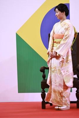Homage with the Order of Ipiranga to the Imperial Highness of Japan, Princess Kako at the Bandeirantes Palace in Sao Paulo-stock-photo