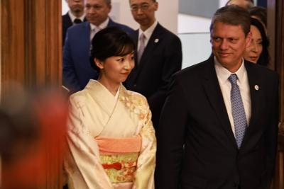Bilateral meeting with the Imperial Highness of Japan, Princess Kako at the Bandeirantes Palace in Sao Paulo-stock-foto