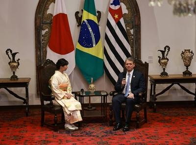 Bilateral meeting with the Imperial Highness of Japan, Princess Kako at the Bandeirantes Palace in Sao Paulo-stock-foto