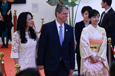Homage with the Order of Ipiranga to the Imperial Highness of Japan, Princess Kako at the Bandeirantes Palace in Sao Paulo-stock-photo