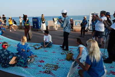 Blue March protest during UN Ocean Conference in Nice-stock-foto