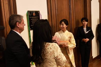Bilateral meeting with the Imperial Highness of Japan, Princess Kako at the Bandeirantes Palace in Sao Paulo-stock-foto
