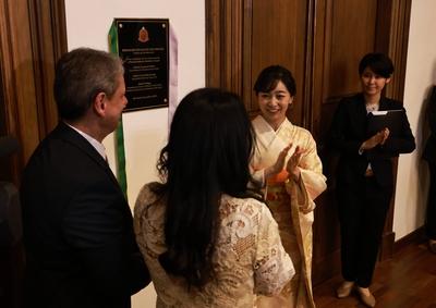Bilateral meeting with the Imperial Highness of Japan, Princess Kako at the Bandeirantes Palace in Sao Paulo-stock-foto