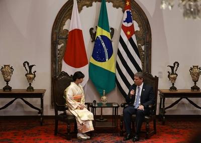 Bilateral meeting with the Imperial Highness of Japan, Princess Kako at the Bandeirantes Palace in Sao Paulo-stock-foto