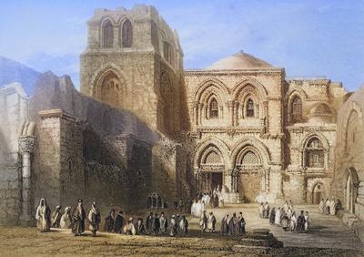 Grabeskirche, Jerusalem. Originalgrab von Gottfried von Bouillon, um 1840, Historisch, digital restaurierte Reproduktion-stock-foto