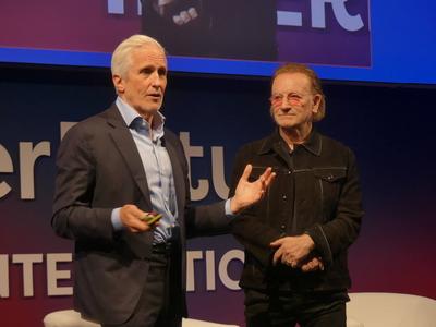Global rock star and private equity fund leader _"bono"_ at super return berlin 2025.-stock-foto