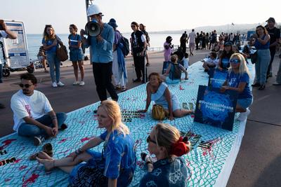 Blue March protest during UN Ocean Conference in Nice-stock-foto