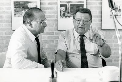 Franz Josef Strau?, Friedrich Zimmermann, CSU, M?nchen, 1987 DEU, Deutschland, M?nchen, 1987, Friedrich Zimmermann, (192-stock-foto