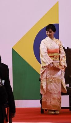 Homage with the Order of Ipiranga to the Imperial Highness of Japan, Princess Kako at the Bandeirantes Palace in Sao Paulo-stock-photo