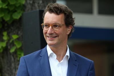 Der Minister fuer Verkehr des Landes Nordrhein-Westfalen Hendrik Wuest (W?st) (CDU) PK zum Thema Fussverkehrs-Check am-stock-photo