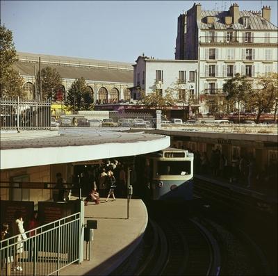Bastille metro station on Line Bastille metro station on Line 1. Paris, 1960 s. !!! SPECIAL PRICE!!! !!! SPECIALE PRIJS-stock-photo
