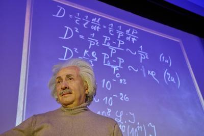 Madame Tussauds Berlin Wachsfigur von Albert Einstein-stock-photo