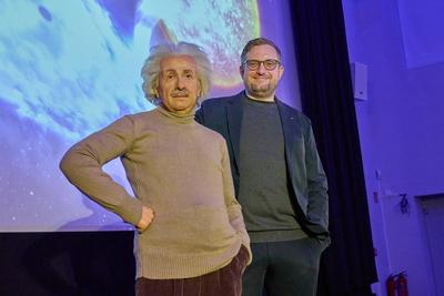 Madame Tussauds Berlin Wachsfigur von Albert Einstein-stock-foto