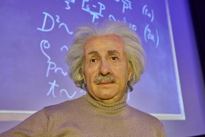 Madame Tussauds Berlin Wachsfigur von Albert Einstein-stock-photo
