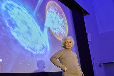 Madame Tussauds Berlin Wachsfigur von Albert Einstein-stock-photo