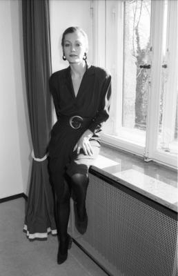 Constanze Engelbrecht (Schauspielerin) 02/89 - Constanze Engelbrecht im Februar 1989 am Rande von Dreharbeiten zu Der A-stock-foto