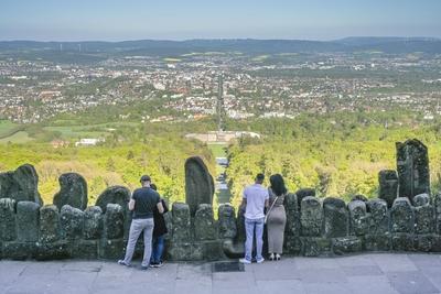 Stadtpanorama, gesehen vom Bergpark Wilhelmsh?he, Kassel, Hessen, Deutschland-stock-foto